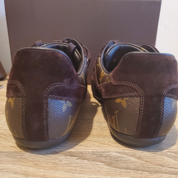 Pre-owned Louis Vuitton Globe Trotter brown suede monogram sneakers 39.5 or US 9 - Picture 5 of 11